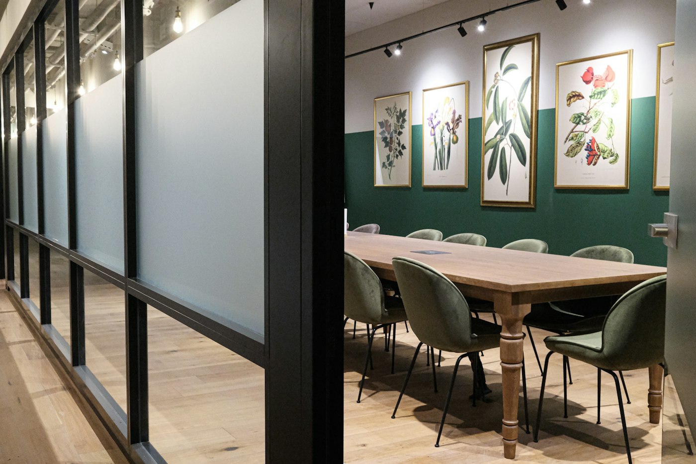 Modern conference room with a long table and seating, generic illustrative photo